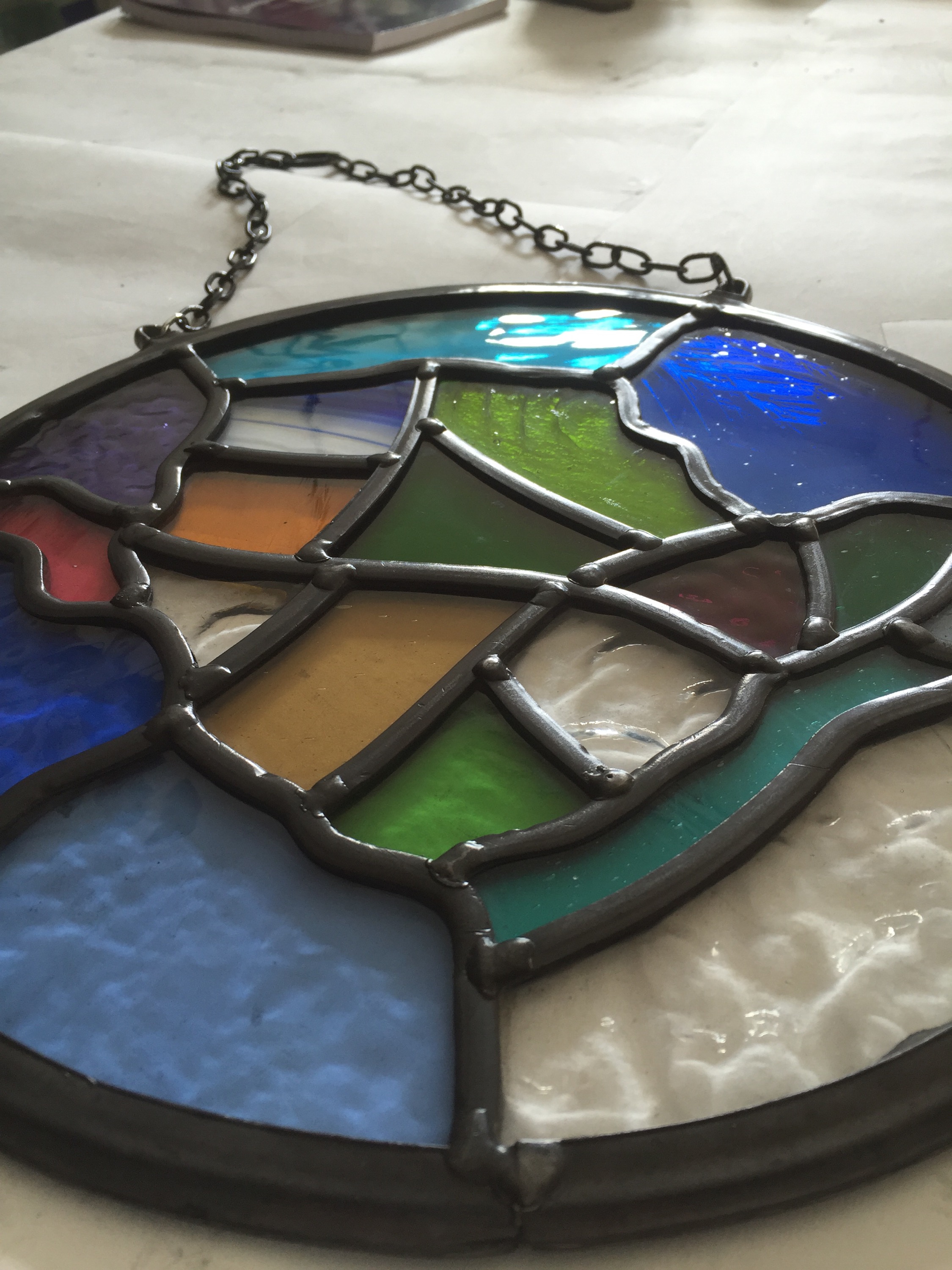 Isle of Anglesey Stained Glass Hanging Map
